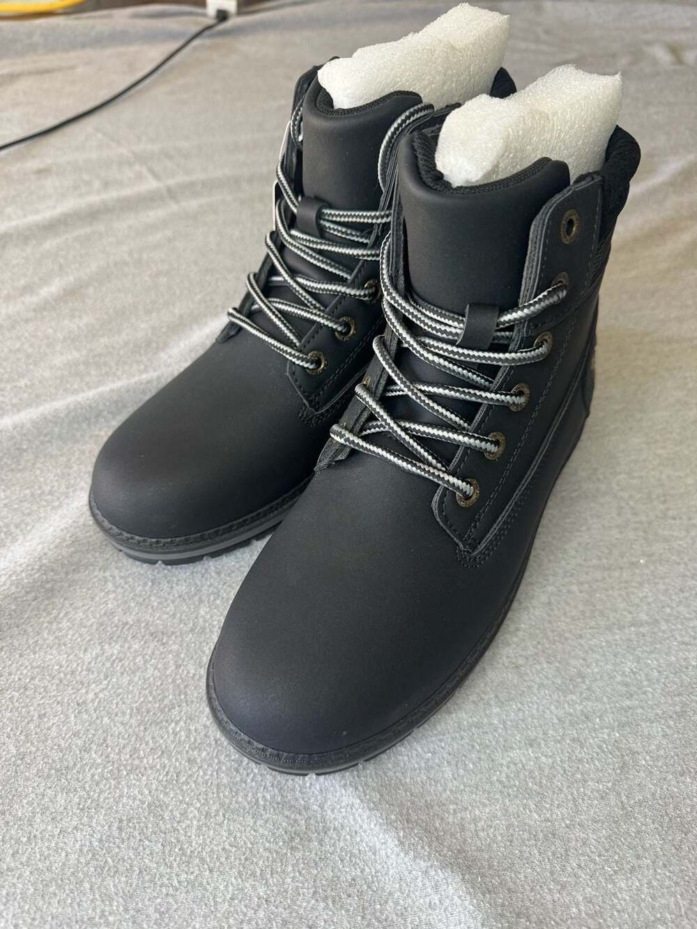 Athlefit Women's Fashion Lace-Up Combat Ankle Boots with Ribbed Collar
